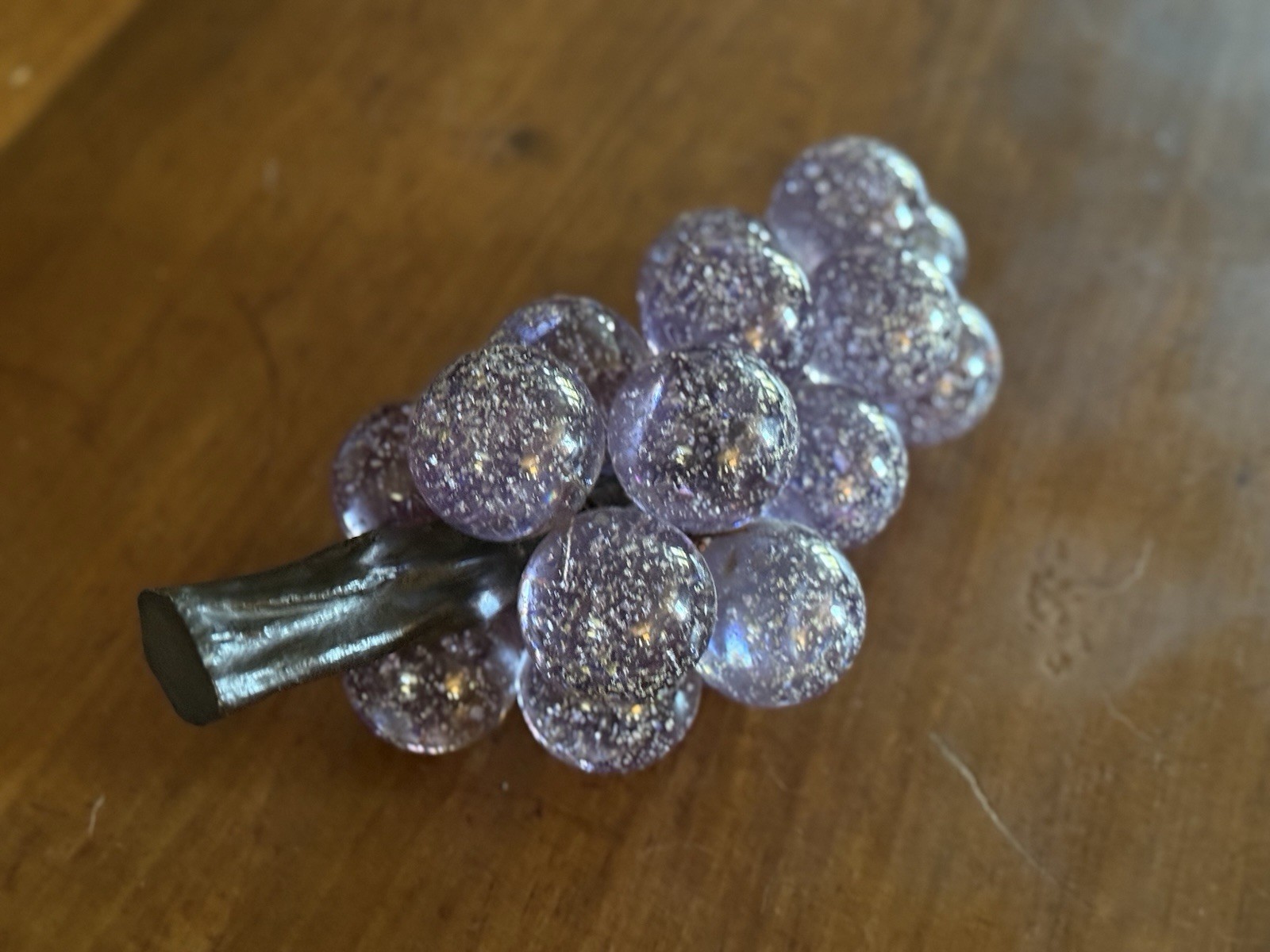 VTG  Purple Grape Cluster Silver Flakes  Mid century Modern Big 13” Long