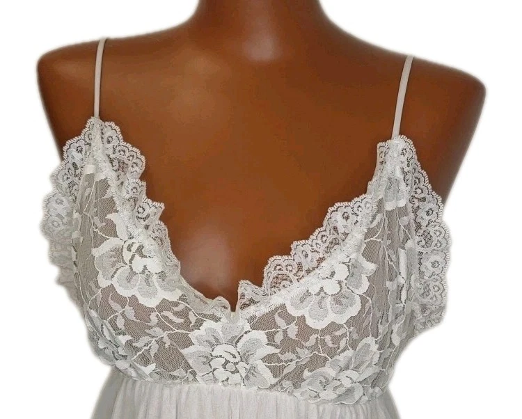 Tosca Lencería Chifón Nylon Vestido Sin Mangas Mujer Med Transparente Floral Encaje EE. UU. De Colección Años 50 Foto 4 de 4