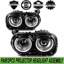 PAIR/2PCS LED DRL Halo Projector Headlight W/Bulb For Dodge Challenger 2015-2023