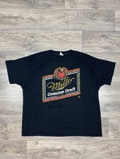 Vintage 80s 90s Miller Beer T-Shirt XL Black Single Stitch Made USA