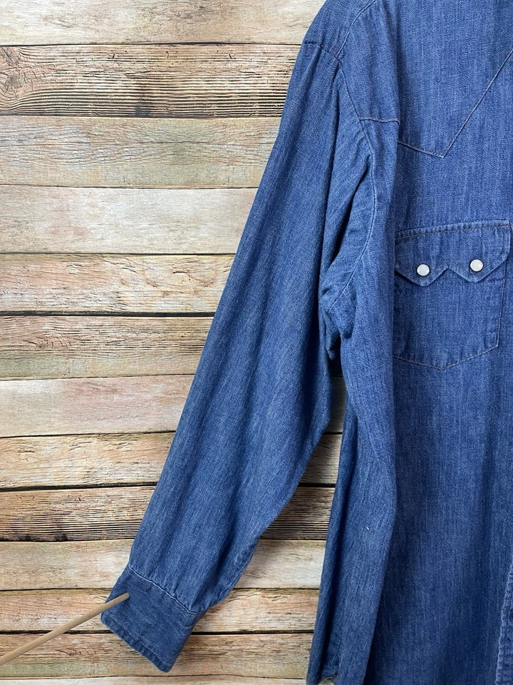 Camisa occidental a presión de perlas de manga larga con dientes de sierra de la marca Dee Cee para hombre talla 17-35 Foto 3 de 4