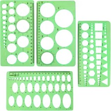 4PCS Circle Template, Plastic and Oval Measuring Clear Green