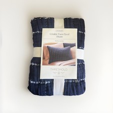 Threshold Standard Crinkle Yarn Dyed Sham Blue 1 Pack Brand New With Tags