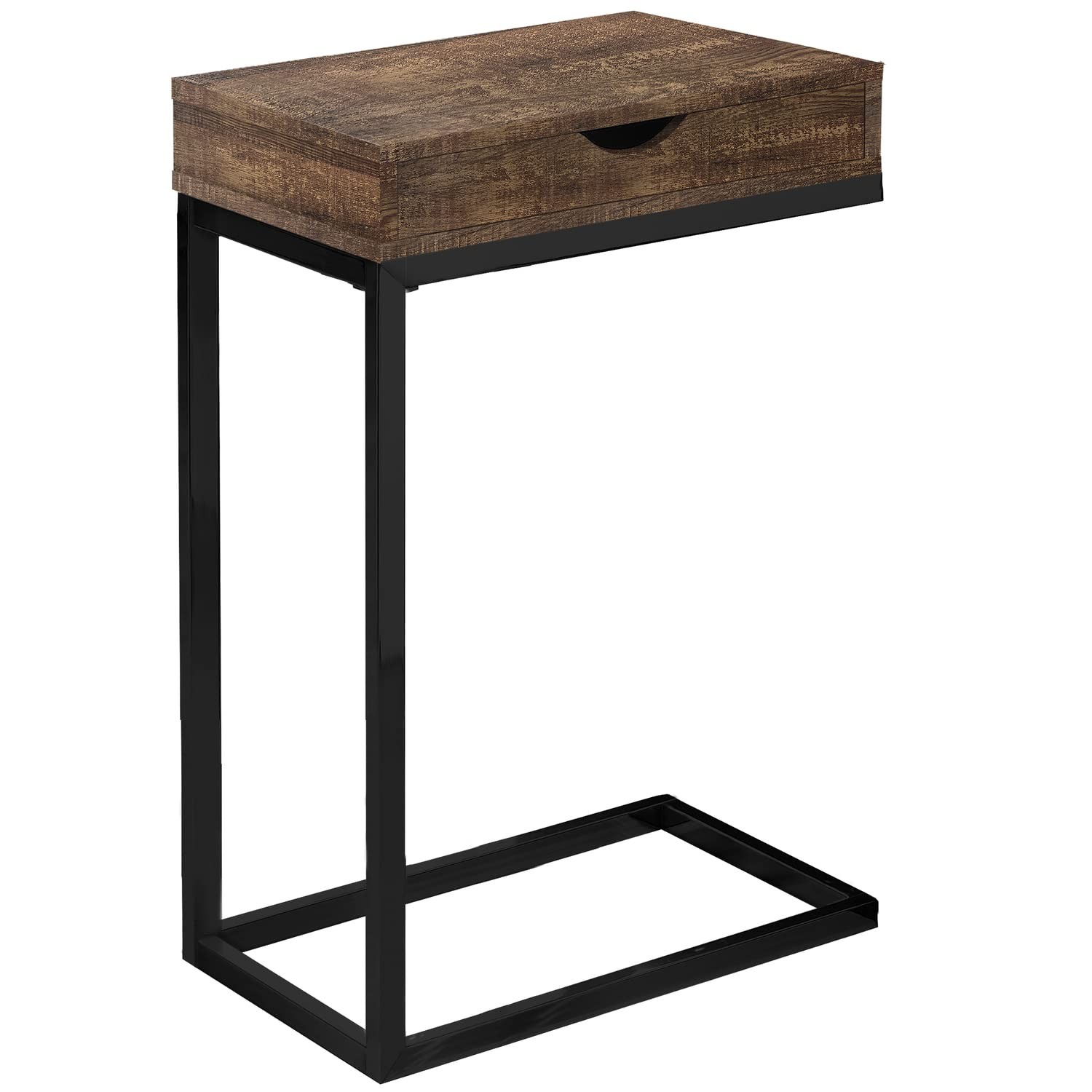 Monarch Specialties Coffee Table w/ Drawer, Reclaimed Wood-Look/Black Metal
