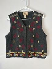 Woolrich Vintage Alpine Country Wool Blend Full-Zip Embroidered Vest - Size M
