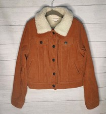 Girls' Sherpa Corduroy Orange Jacket - Cat Jack Size Medium 7/8