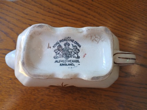 Vintage Alfred Meakin Ironstone Tealeaf Gravyboat LOTS OF CRAZING - Picture 6 of 8