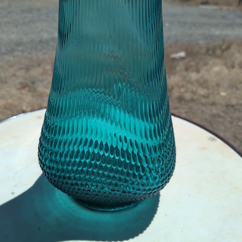L E Smith 33”+ Tall Nubby Butt Blue Glass Simplicity Floor Vase Vintage MCM 60s - Picture 5 of 15
