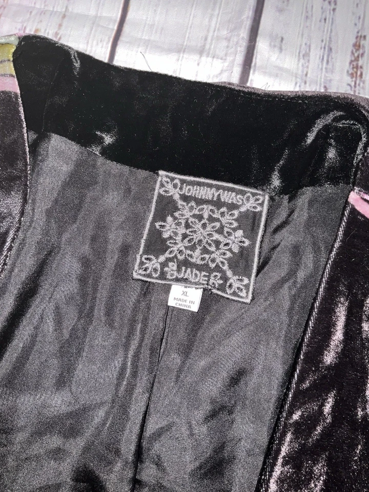 ABRIGO KIMONO LARGO BORDADO NEGRO JOHNNY WAS TALLA XL (189) Foto 2 de 4