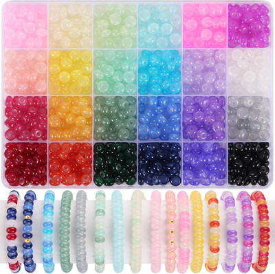 720pcs Abacus Glass Beads for Bracelet, Crystal Beads for Jewelry Making, 24 Col