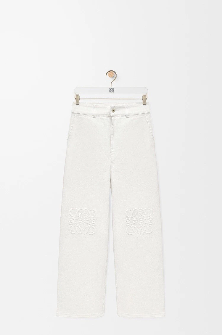 Loewe — LOEWE Anagram Baggy Jeans White Denim EU 34 US 2 Wide Leg Made In Italy