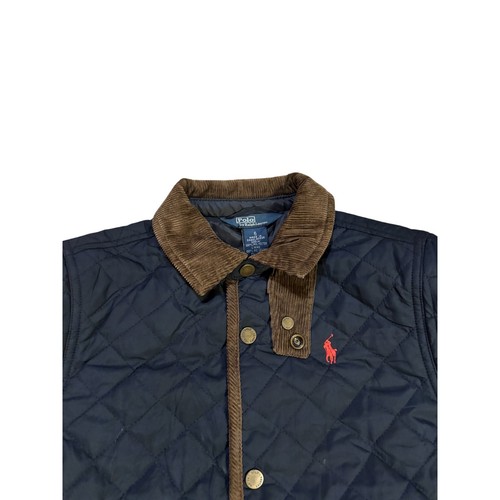 Polo Ralph Lauren Quilted Jacket Kids Size 6 Navy Blue Corduroy Trim - Picture 3 of 10