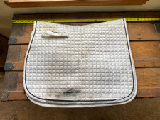 Used Dover White Horse Dressage Saddle Pad with Black Piping