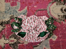 Copri pannolino fatto a mano bambina 6-12 mesi Natale festa volant bum Babbo Natale giocattoli