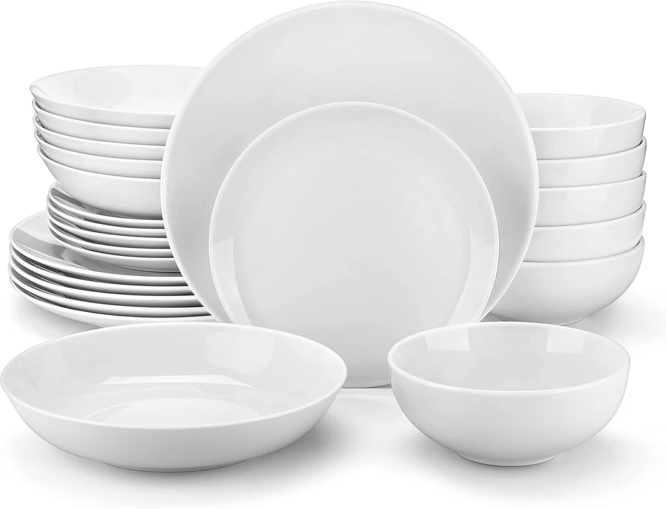 Gourmet Porcelain Dinnerware Set for 6 - Amelia White - Image 3 of 4