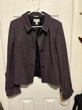 Talbots Women s Size 8 Dark Gray with Colorful SpecklesTweed Blazer Jacket Italy
