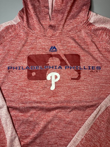 Majestic Cool Base Philadelphia Phillies Pullover Size Large Lightweight Hoodie - Picture 2 of 10