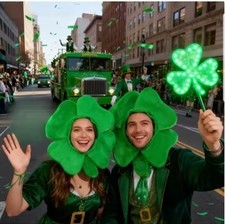 St. Patrick's Day 2pc Shamrock Hat Glasses Costume Set Adult Irish Parade