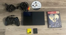 Sony PlayStation 2 Slim Mini Console Bundle /w Controller, 2 8MB & Card 2 Games