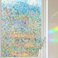 3D Prism Window Film,Transparent Decorative Glass Film Window Door Tint,Rainb...
