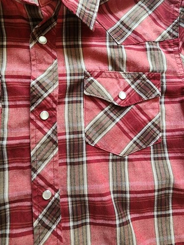 Camicia Wrangler ragazzo taglia LARGE 10-12 perle snap manica lunga western rodeo marrone - Foto 2 di 4
