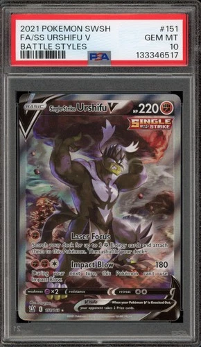 Pokemon Single Strike Urshifu V Battle Styles Full Alt Art #151 PSA 10 Gem Mint