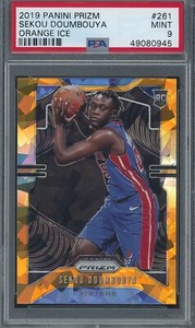 2019-20 Prizm Sekou Doumbouya Orange Ice Prizm Rookie RC #261 PSA 9 Pistons (29)