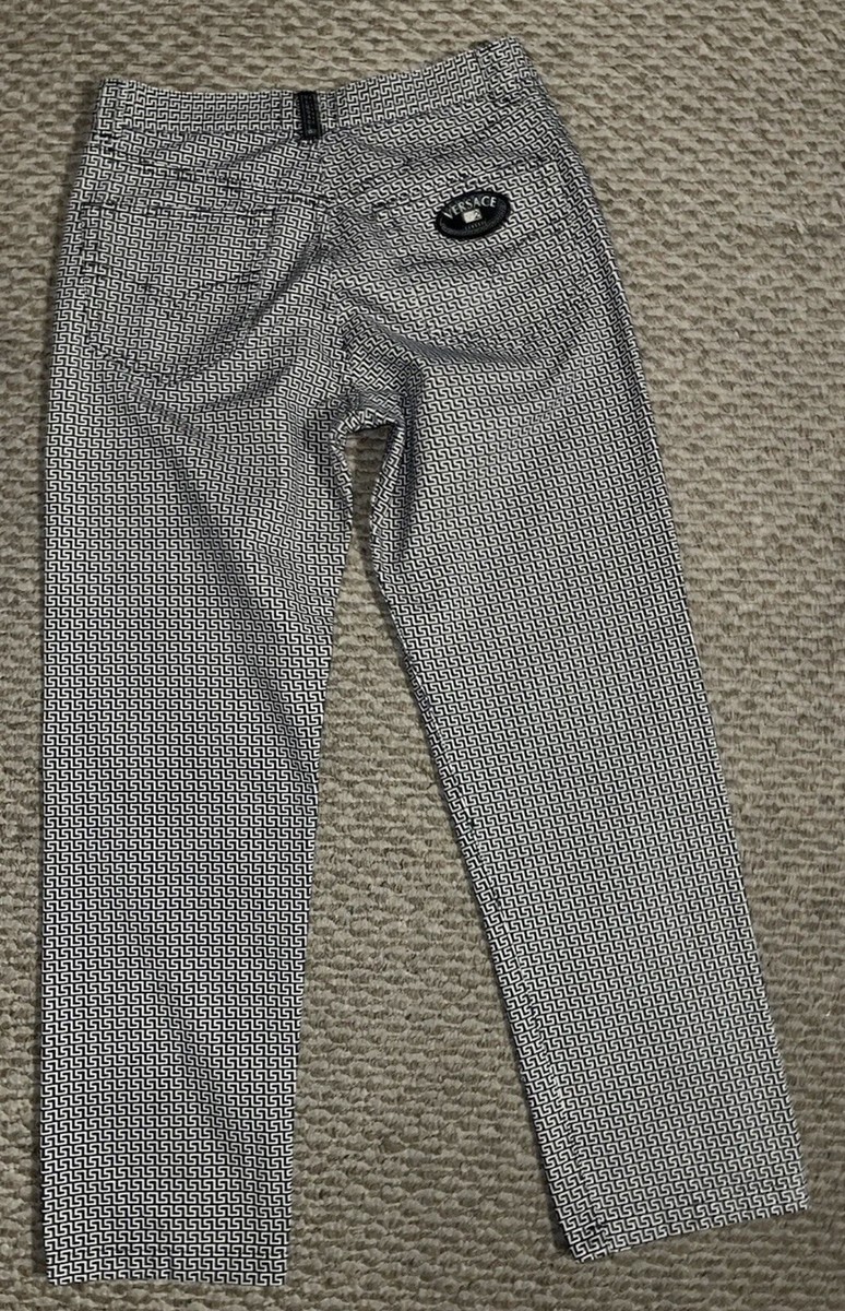 RARE! VTG 90s Versace V2 Mens Black & White Geometric