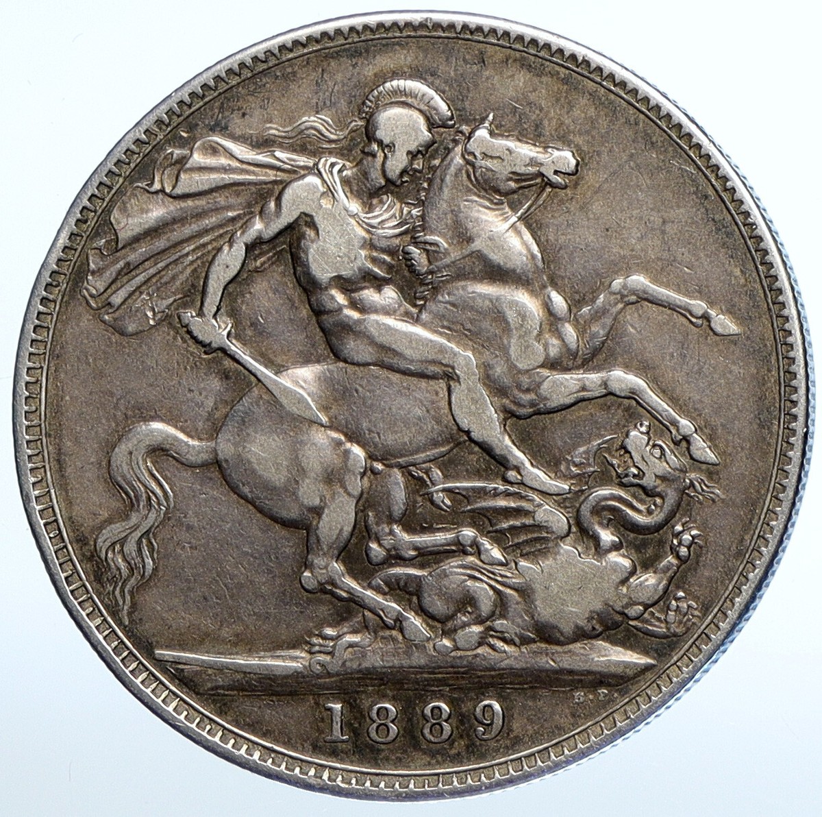 1889 GREAT BRITAIN Queen Victoria SAINT GEORGE Horse Silver