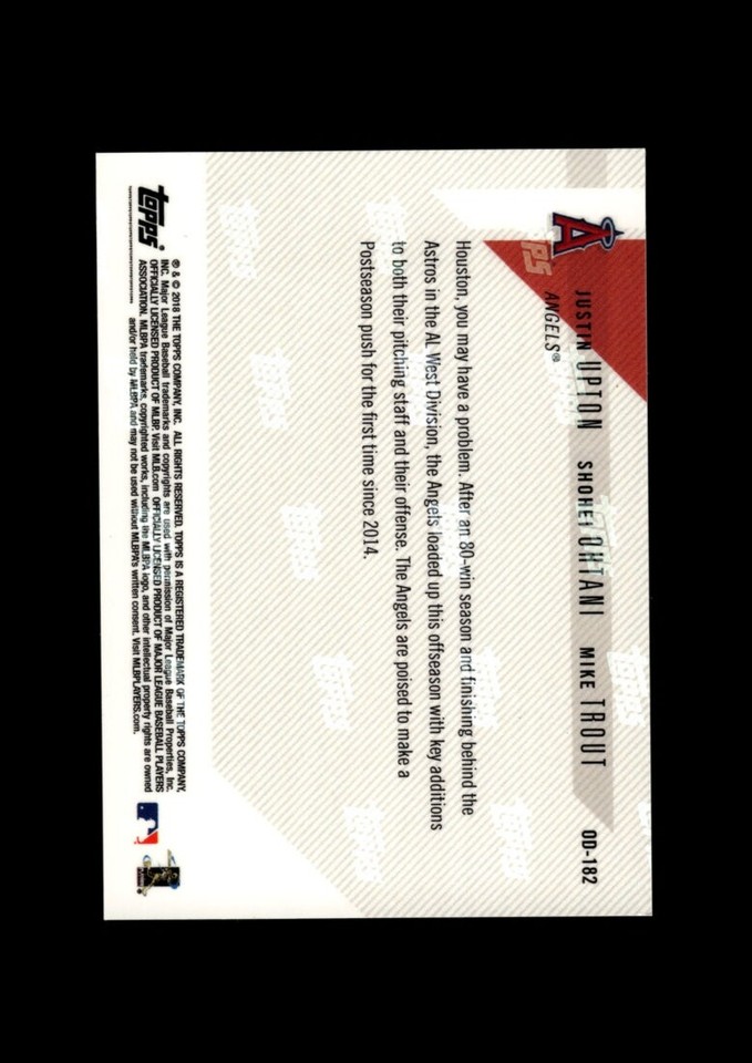 2018 Topps Now Road to Opening Day OD182 Shohei Ohtani Trout NMMT OR