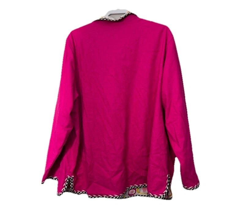 Koos Of Course Size 2X Pink Reversible Linen Blend Jacket Art 80's Colorful FLAW - Image 2 of 4