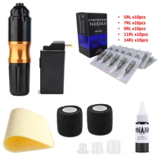 Tatmax Tattoo Wireless Battery Rotary Pen Kit Cartridge Needle