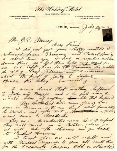Alberta - Leduc, 1912, The Waldorf Hotel c/c and Letterhead - Picture 3 of 3
