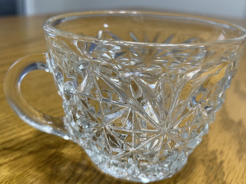 Anchor Hocking Klarglas Tassen Prescut Starbursts 4er Set Vintage - Bild 2 von 7