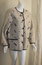 Geiger Sz 4/6 36 Austria Natural Creamy Gray White Boiled Wool Blazer Jacket
