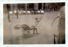Hong Kong China  Rickshaw Vintage Snapshot Photograph B&W 1940 WWII ERA