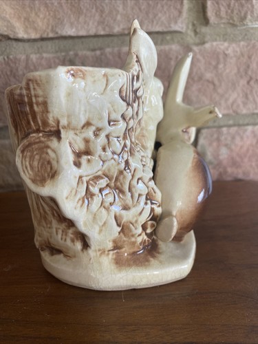 Vintage McCoy Pottery Bunny Rabbit PLANTER animal white brown - 第 2/6 張圖片