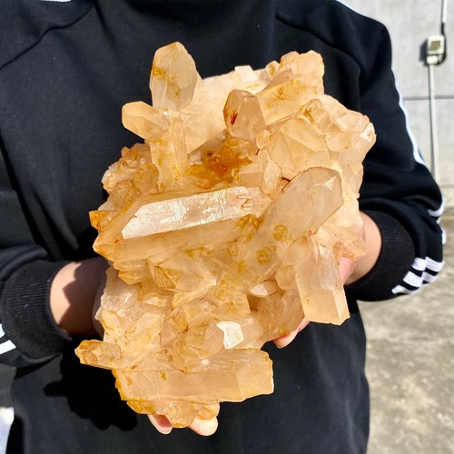 4.1LB Natural white crystal cluster quartz yellow cortical mineral sample - - Picture 8 of 14