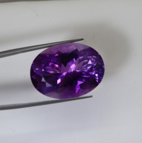36.1 Cts 26x19.4x13.9 MM Natural Purple Brazilian Amethyst Faceted Oval Gemstone - Picture 11 of 15