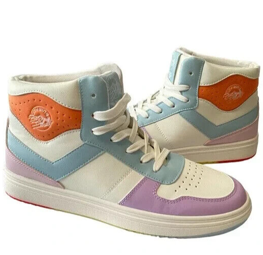 NUOVE scarpe Pony City Wings Hi Top bianco pastello viola multicolore PP2 donna 6 5 M