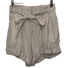 Abercrombie & Fitch Khaki Linen High Rise High Waisted Paperbag Shorts Size S