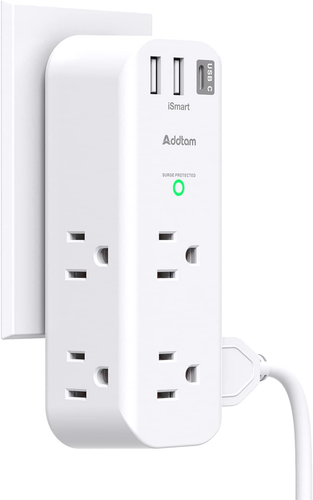 Surge Protector, Outlet Extender, w/ Rotating & Multi Plug, w/ 6 AC 3 USB Ports - Picture 13 of 14