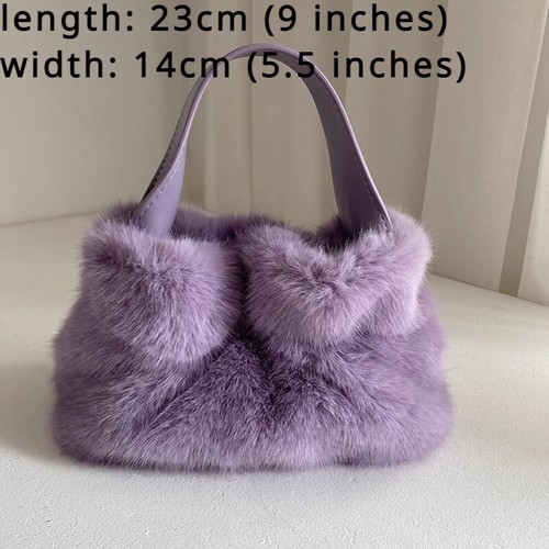 Damen Plüsch Kunstfell Handtasche Flauschig Crossbody Schultertasche Riemchen Rüschen Winter - Bild 4 von 17