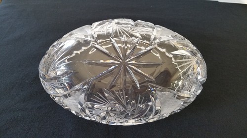 VINTAGE AMERICAN BRILLIANT WHIRLING HOBSTAR/BRUNSWICK? CRYSTAL OBLONG BOWL/DISH - Picture 5 of 8