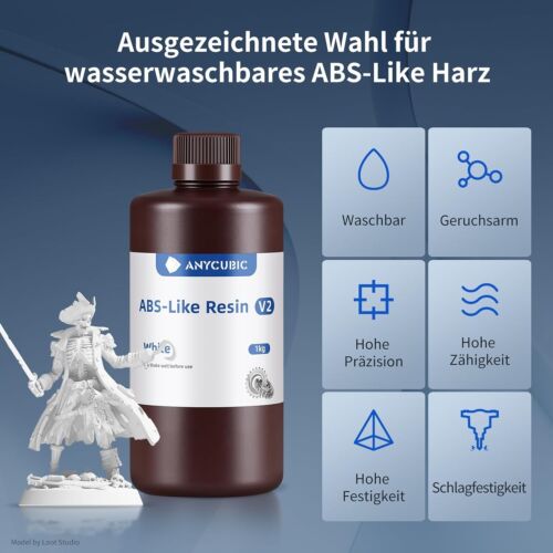 5KG (biały) ANYCUBIC ABS-Like V2 Żywica UV Biała zmywalna wodą do drukarki 3D LCD - Zdjęcie 3 z 10