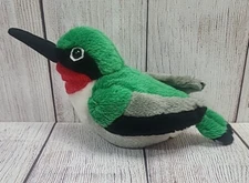 Wild Republic Audubon Plush Ruby Throated Hummingbird Red Green Sound Works 11"