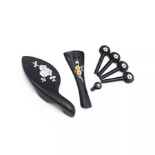 violin ebony parts,Inlaid pattern Tailpiece Tuning pegs Endpins Chin res