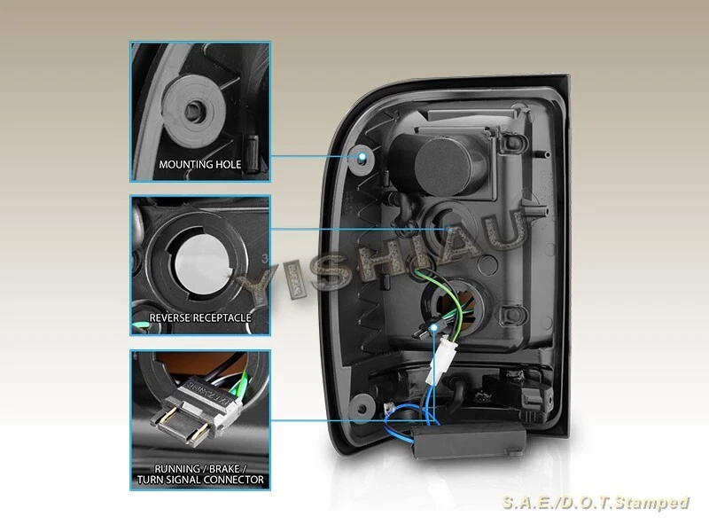 2001-2011 FORD RANGER C-BAR LED TAIL LIGHTS LEFT RIGHT LAMPS ASSEMBLY BLACK - Image 2 of 4