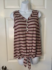Kim & Cami Striped Tank Top, Size L, New, Made In USA