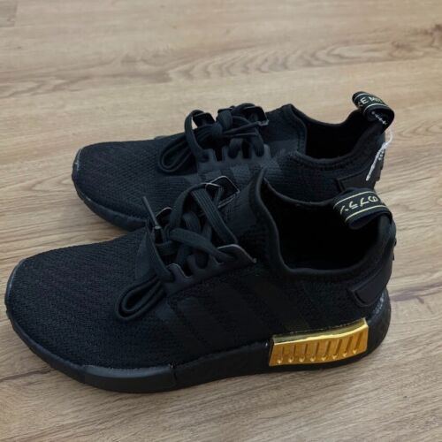 Adidas NMD_R1 Black Gold Metallic Women's Athletic Shoes Size 5.5